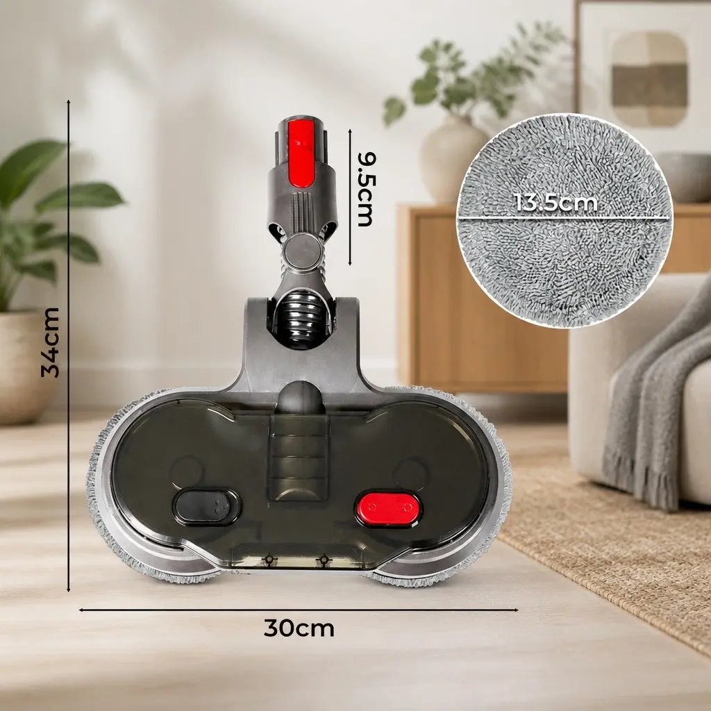 Motorised Mop Head Attachment for Vacuum Cleaner Dual Motor ABS Grey 28cm x 13cm x 5cm