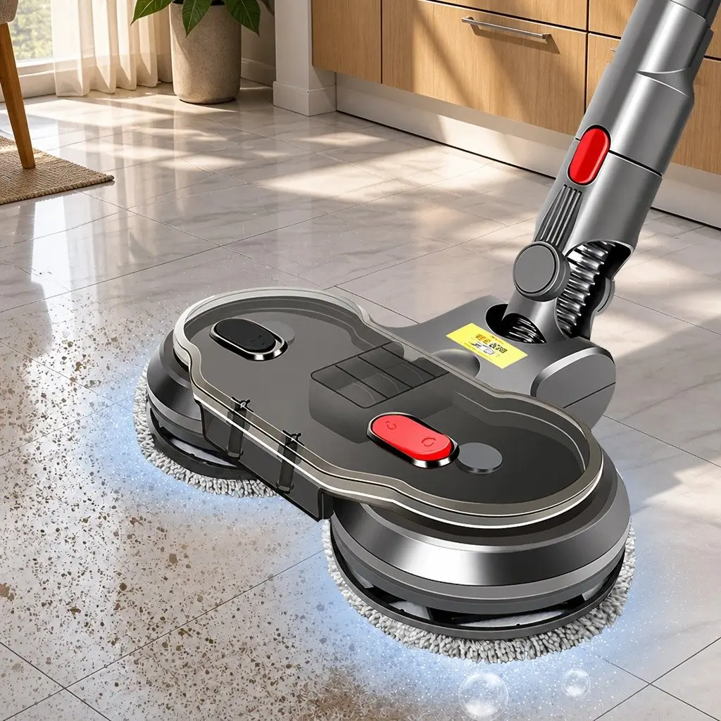 Motorised Mop Head Attachment for Vacuum Cleaner Dual Motor ABS Grey 28cm x 13cm x 5cm