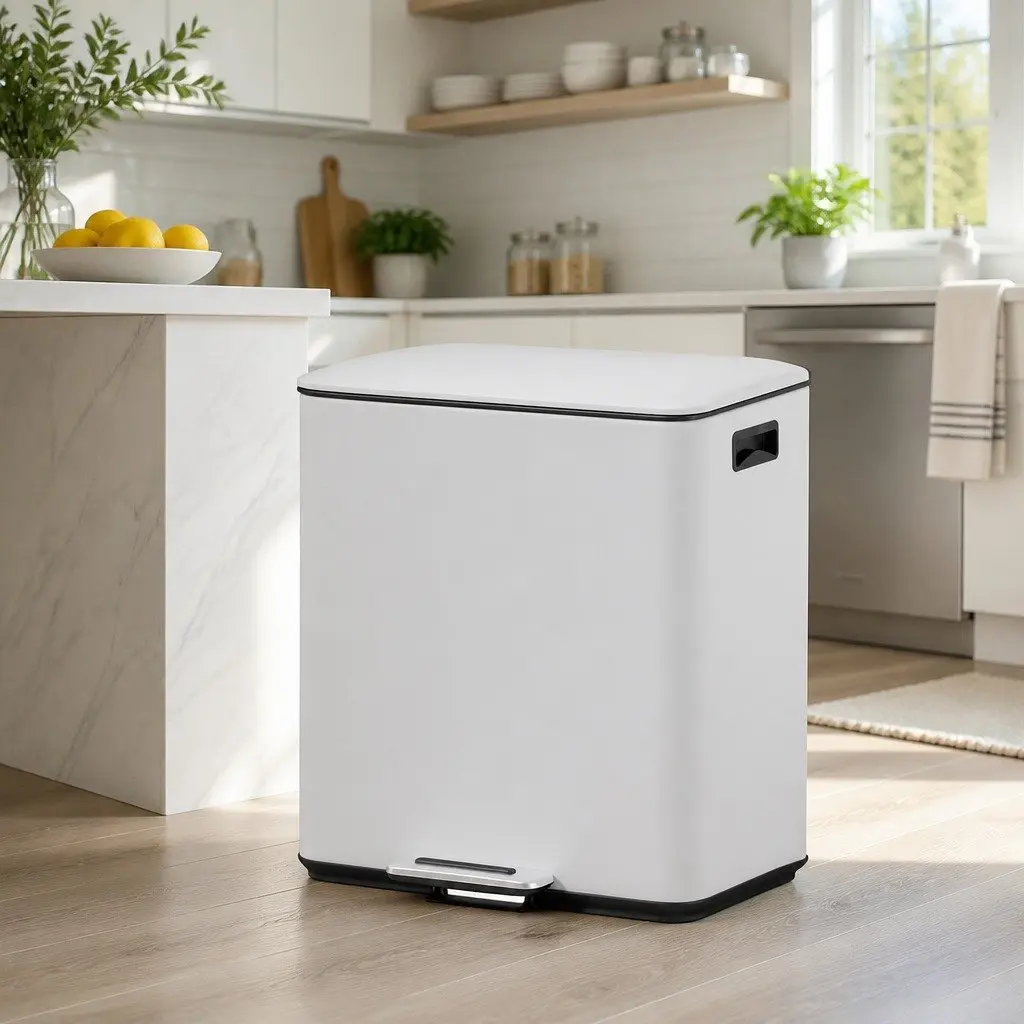 Pedal Bins Dual Compartment Carbon Steel 40L Yellow