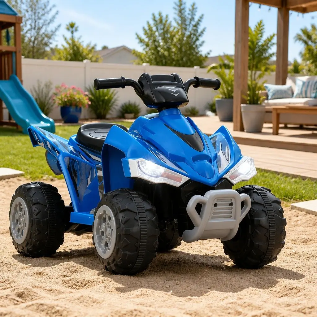 Kids Ride On Car Electric ATV Quad Motorbike Toy 12V Blue