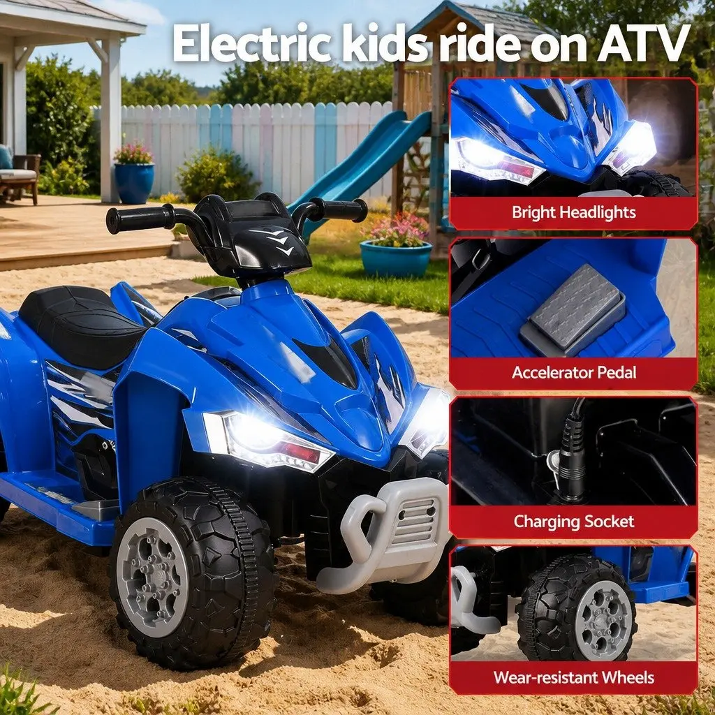 Kids Ride On Car Electric ATV Quad Motorbike Toy 12V Blue
