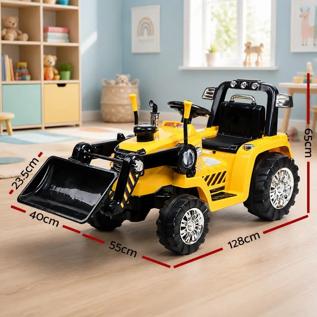 Kids Ride On Bulldozer Digger Loader Electric Toy Car 6V Remote Control Yellow Black