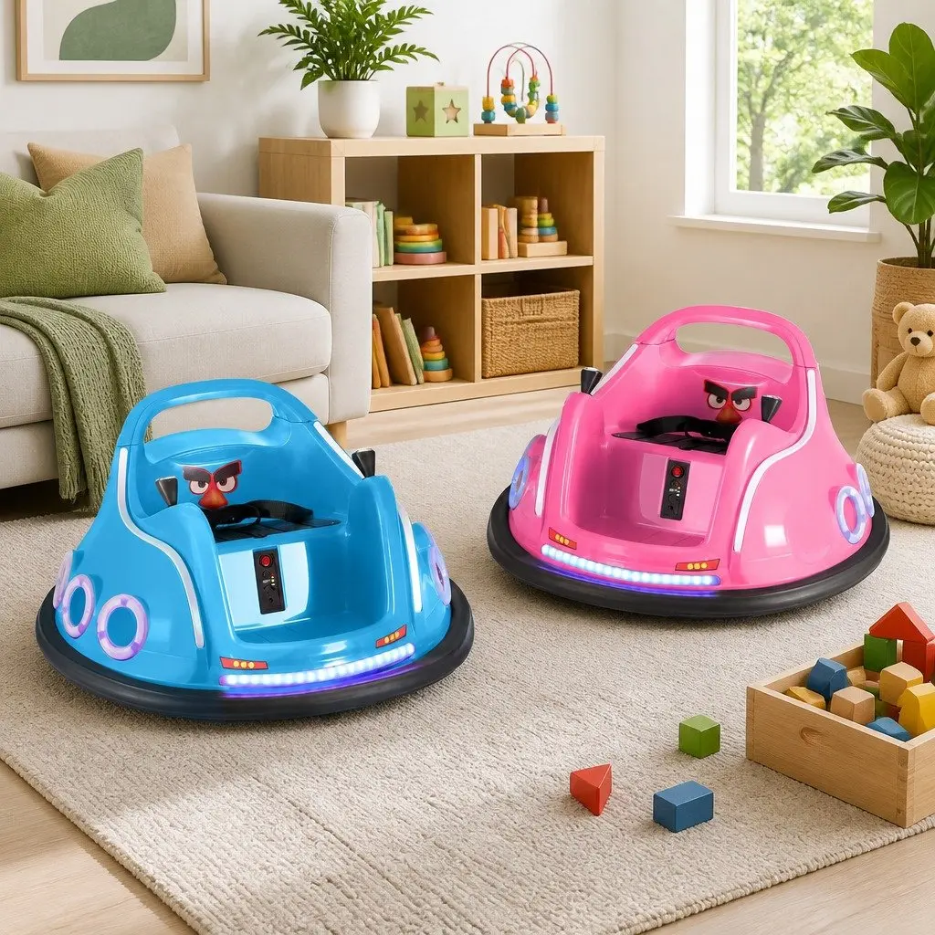 Kids Ride On Bumper Car Electric Toy with Remote Control Joystick 360 Blue Pink