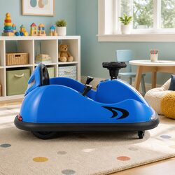 Kids Ride On Bumper Car 6V Electric Toy with Remote Control Steering Wheel Blue