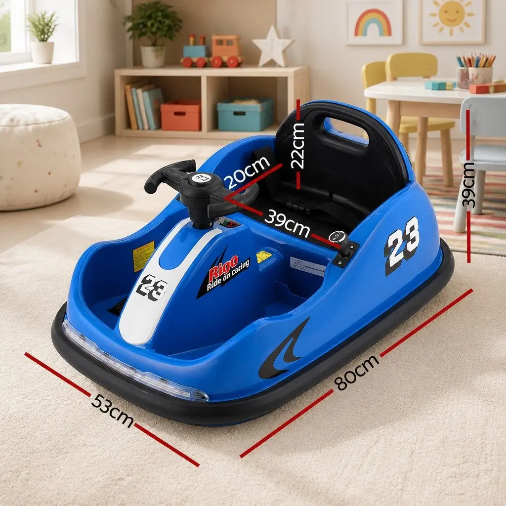 Ride On Bumper Car 6V Electric Toy Remote Control Steering Wheel Blue