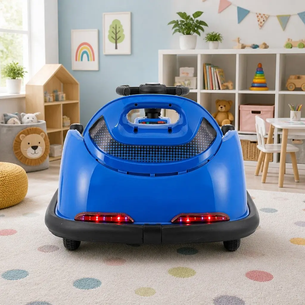 Ride On Bumper Car 6V Electric Toy Remote Control Steering Wheel Blue