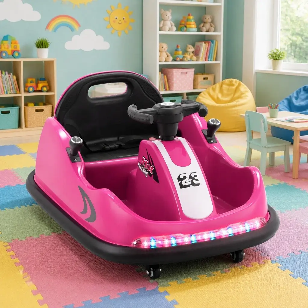 Kids Ride On Bumper Car Electric Toy 6V Remote Control Steering Wheel Pink