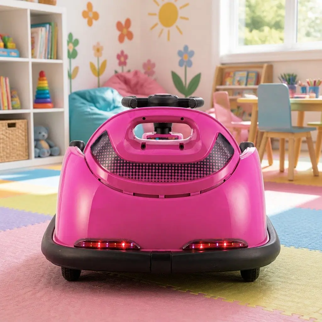 Kids Ride On Bumper Car Electric Toy 6V Remote Control Steering Wheel Pink