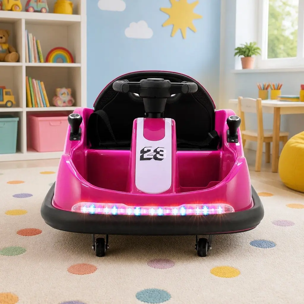 Kids Ride On Bumper Car Electric Toy 6V Remote Control Steering Wheel Pink