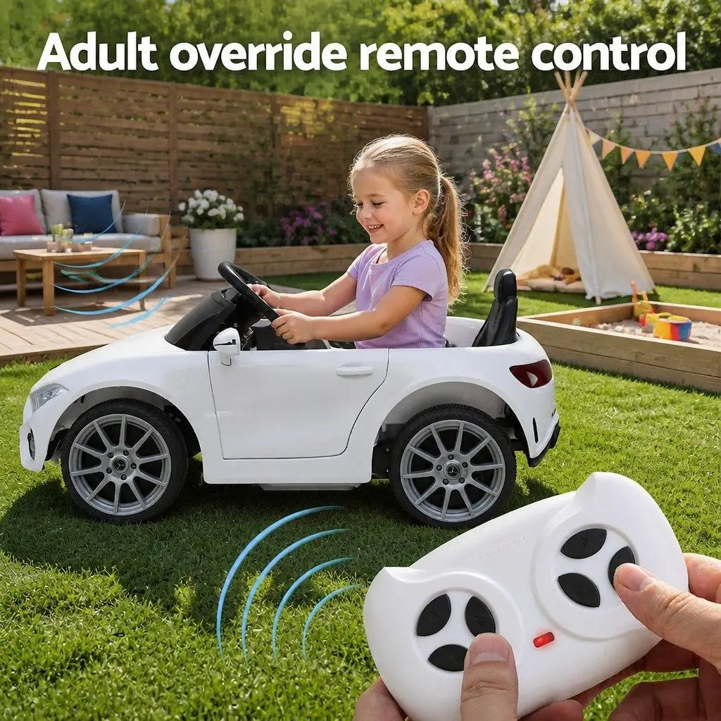 Kids Ride On Car Electric Lacquer White 3 Years Plus