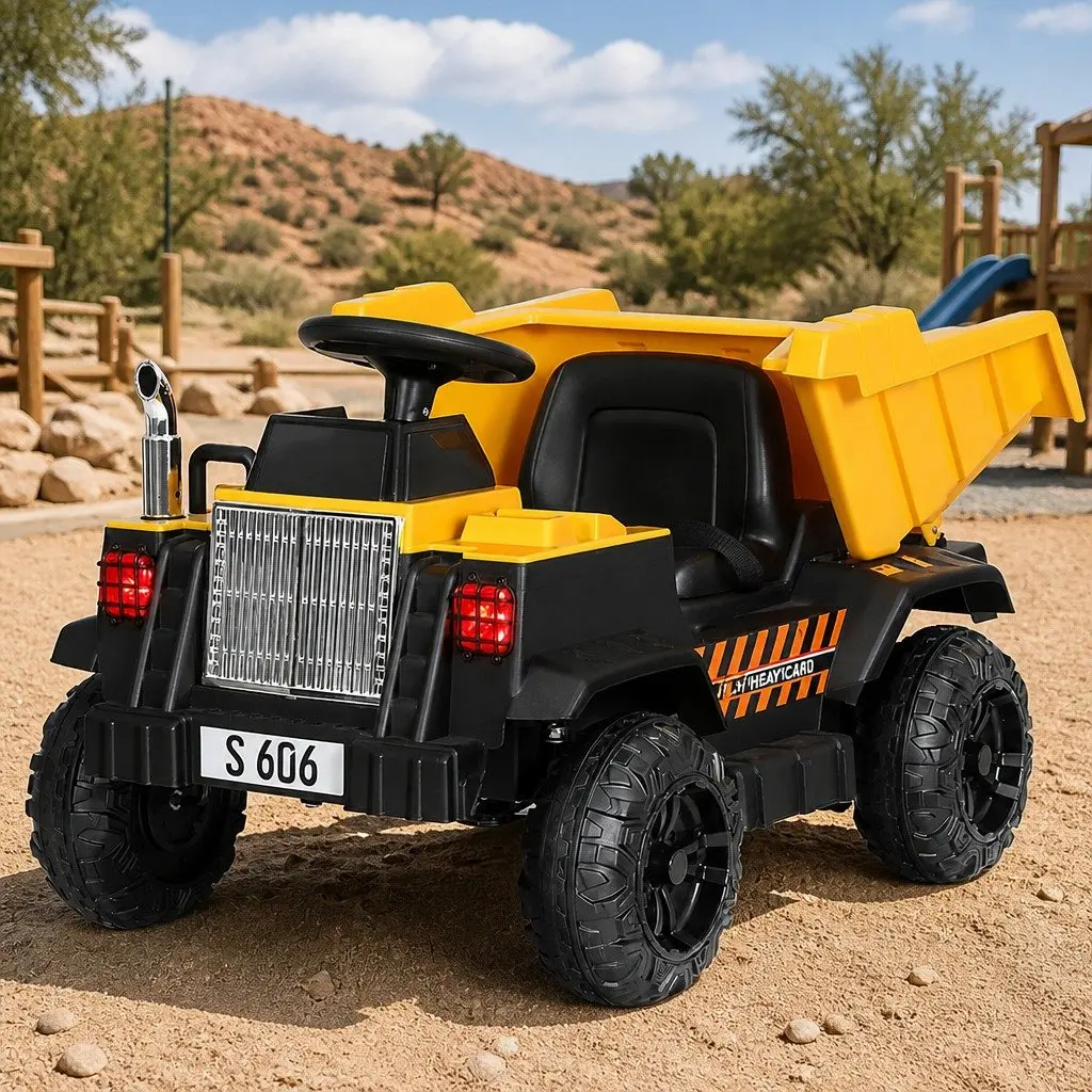 Kids Electric Ride On Dumptruck Toy 12V Yellow Black Battery Powered Car