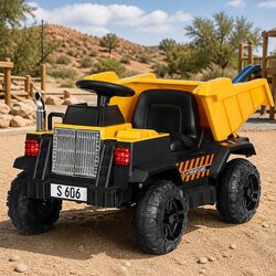Kids Electric Ride On Dumptruck Loader Toy 12V Yellow Black Battery Powered Car