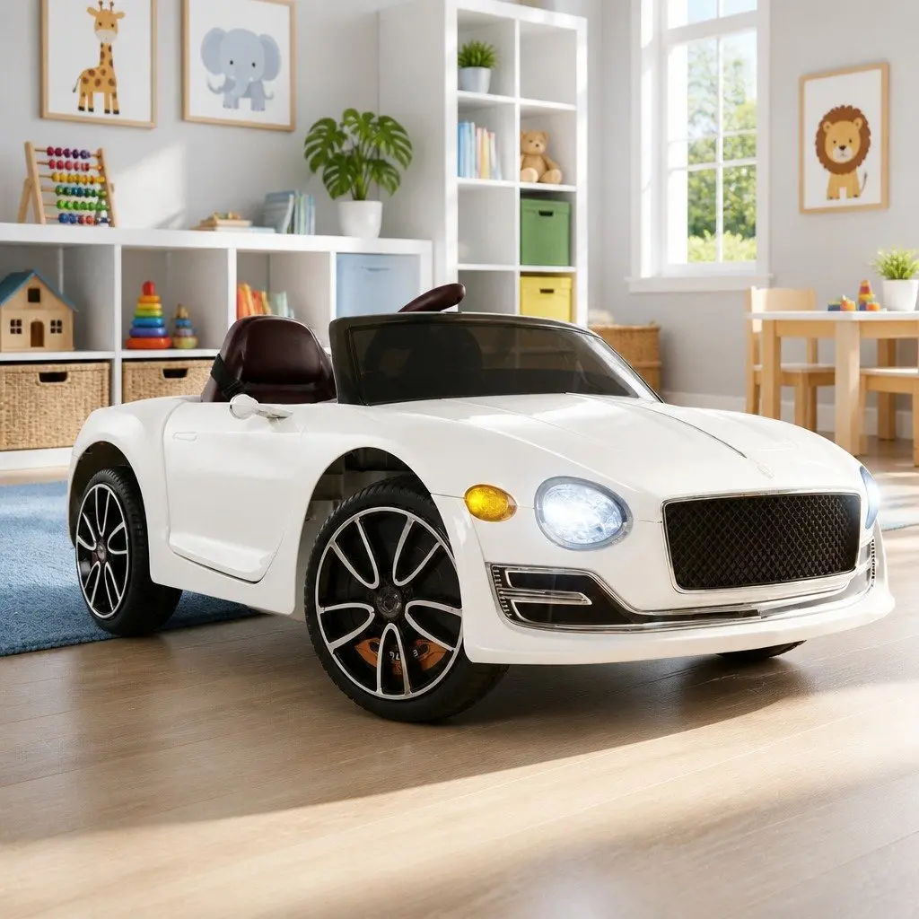 Kids Electric Ride On Car 12V White Bentley Licensed Remote Control