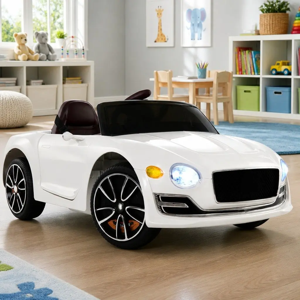 Kids Electric Ride On Car 12V White Bentley Licensed Remote Control