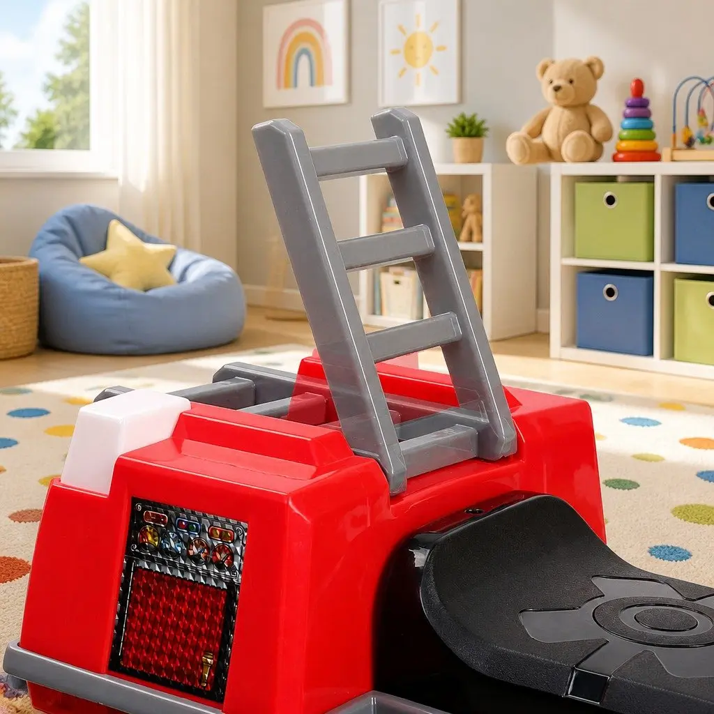 Kids Ride On Fire Truck Electric Toy Car Red 6V Battery Powered with Steering Wheel Acceleration Pedal