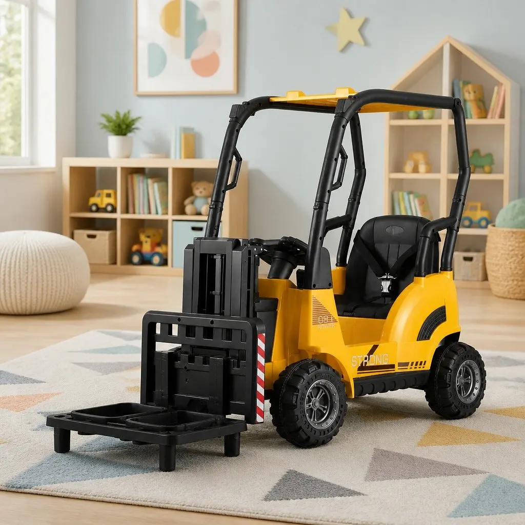 Kids Ride On Forklift Loader 12V Yellow Construction Vehicle