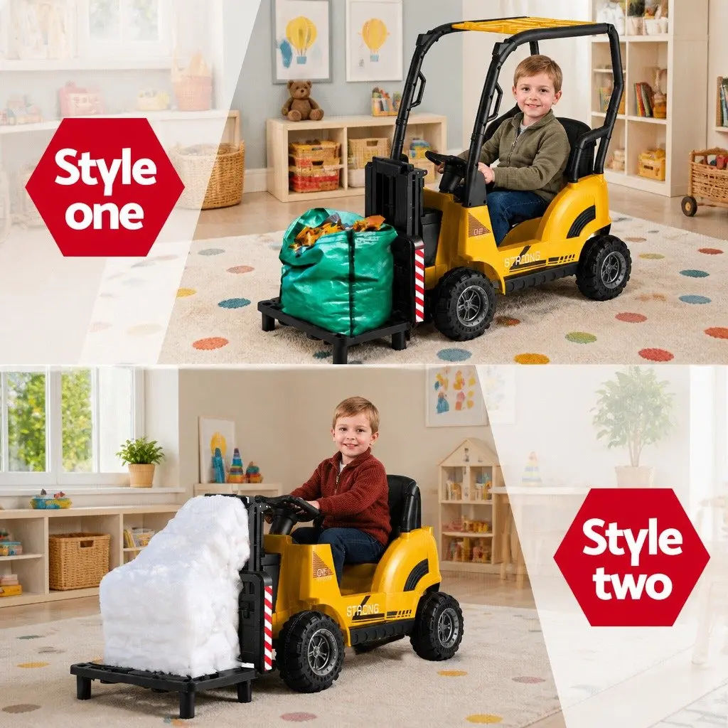 Kids Ride On Forklift Loader 12V Yellow Construction Vehicle