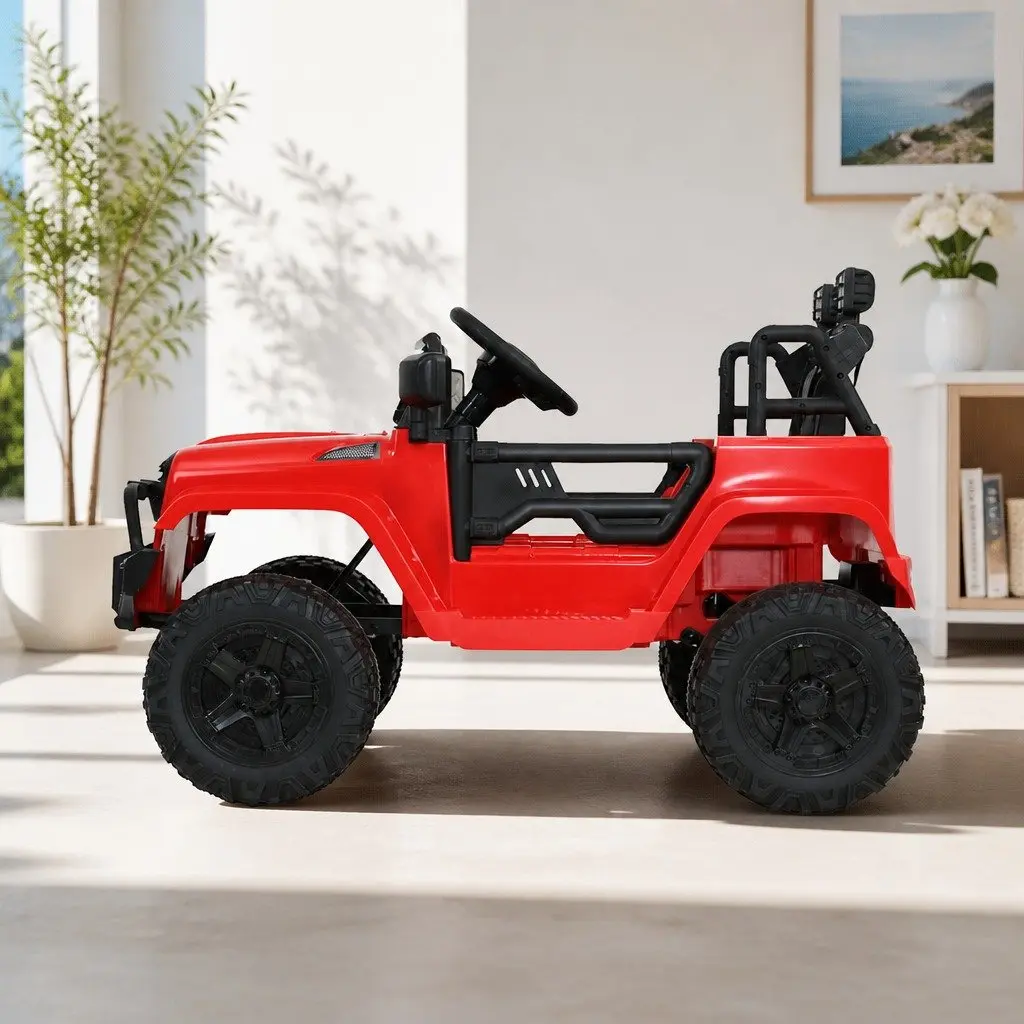 Kids Ride On Car Electric Jeep 12V Red with Remote Control Steering Wheel and Pedal