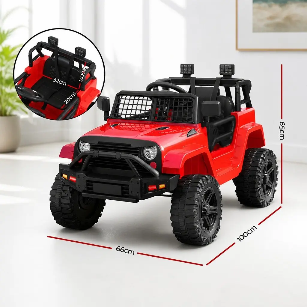 Kids Ride On Car Electric Jeep 12V Red with Remote Control Steering Wheel and Pedal