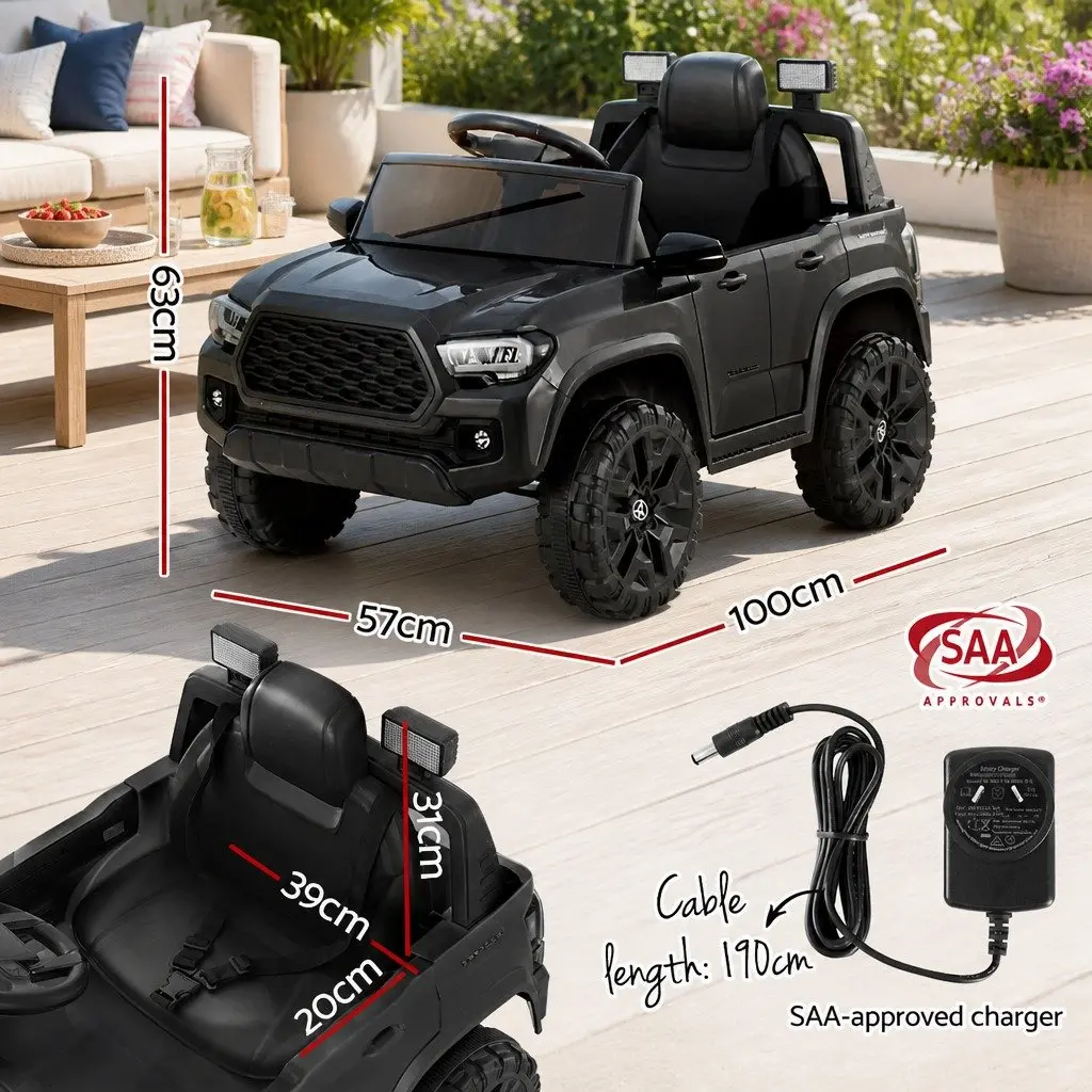 Kids Ride On Car Electric 12V Black Tacoma Jeep with Remote Control and Parental Supervision