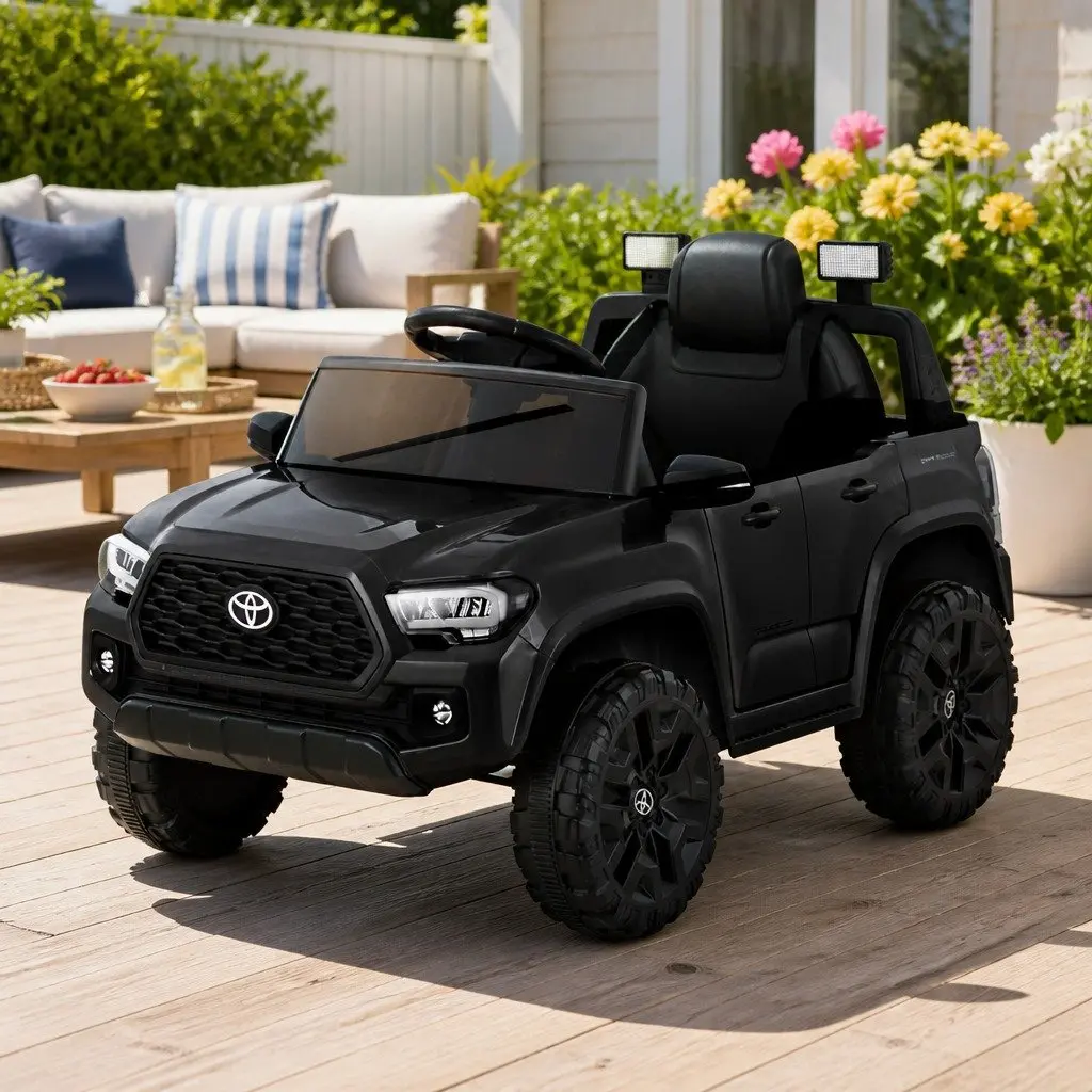 Kids Ride On Car Electric 12V Black Tacoma Jeep with Remote Control and Parental Supervision