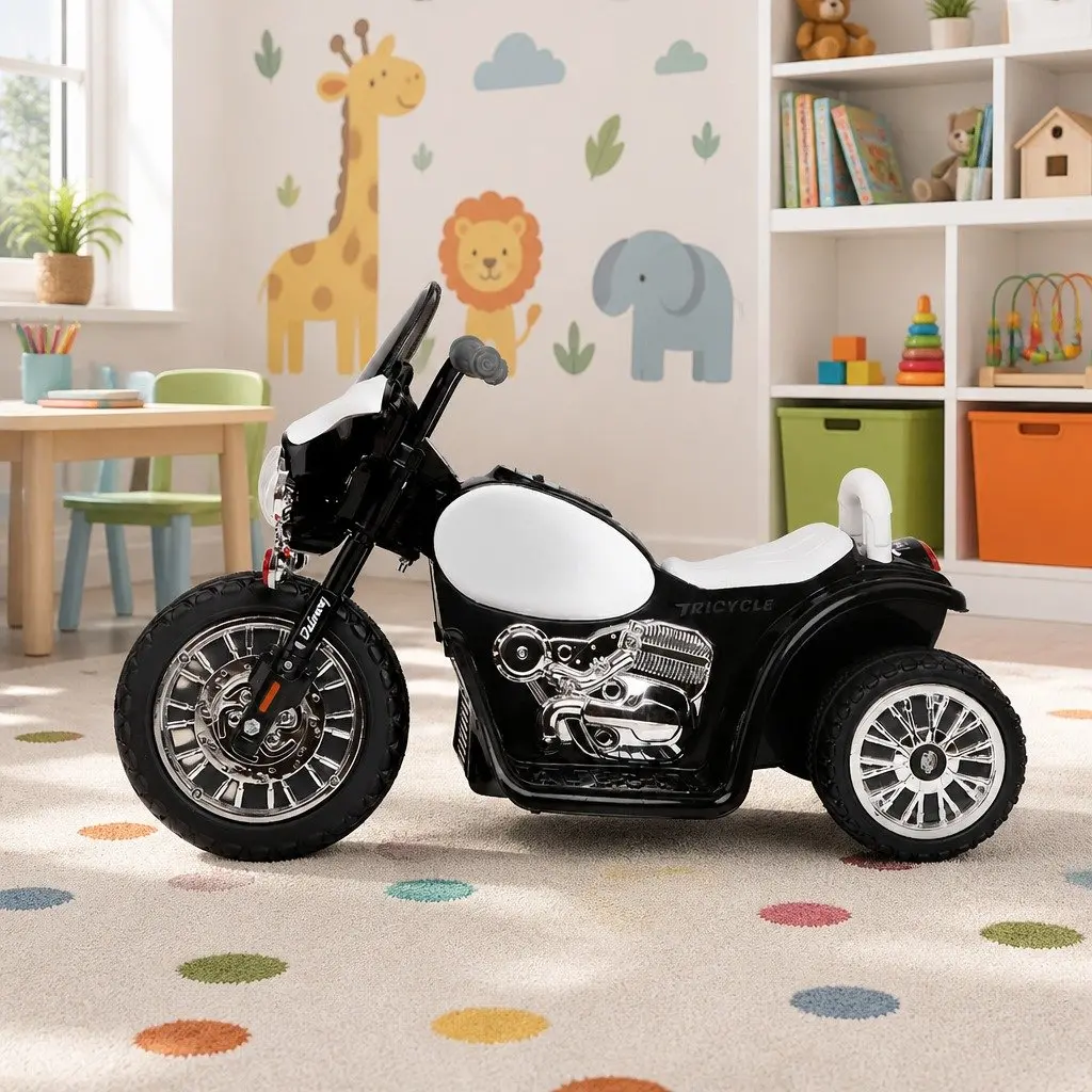 Kids Ride On Motorcycle 6V Battery Powered Toy Bike Black
