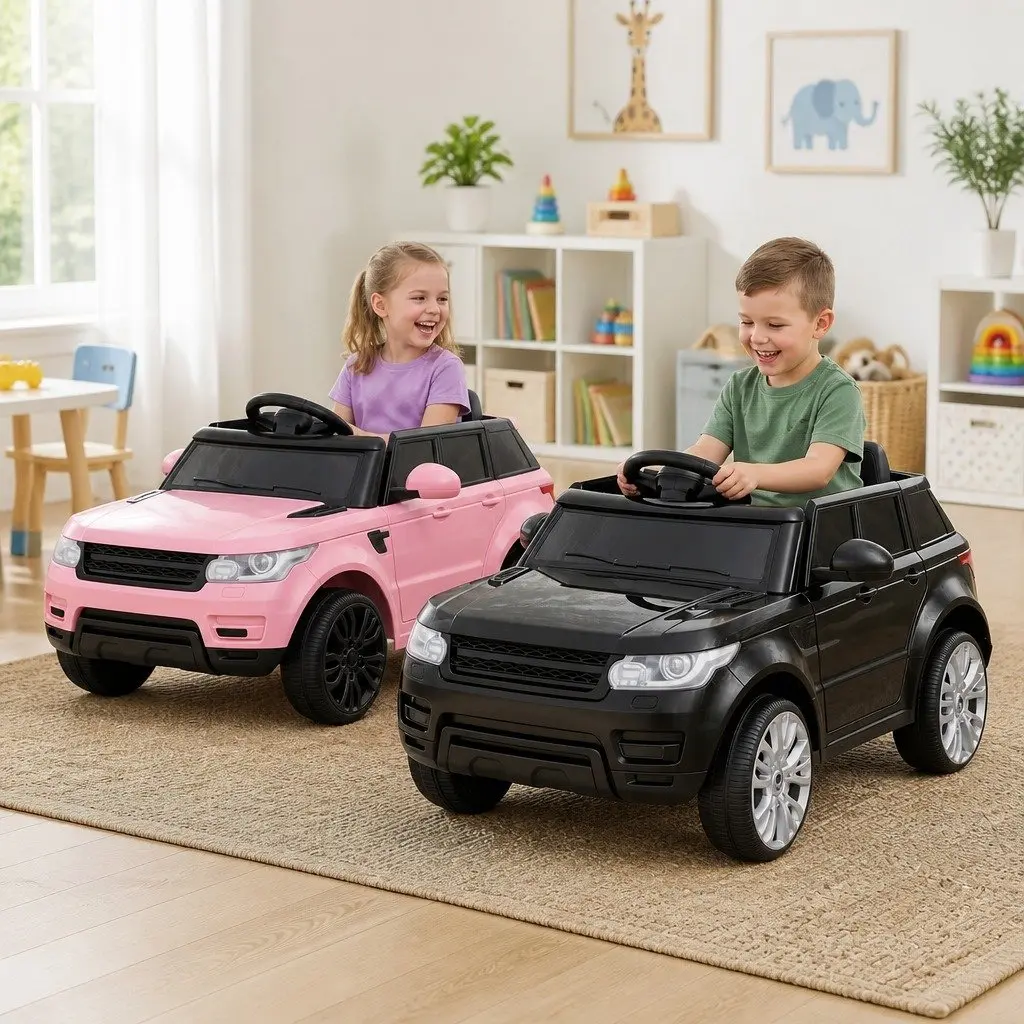 Kids Ride On Car Electric SUV Black Pink Remote Control 93cm