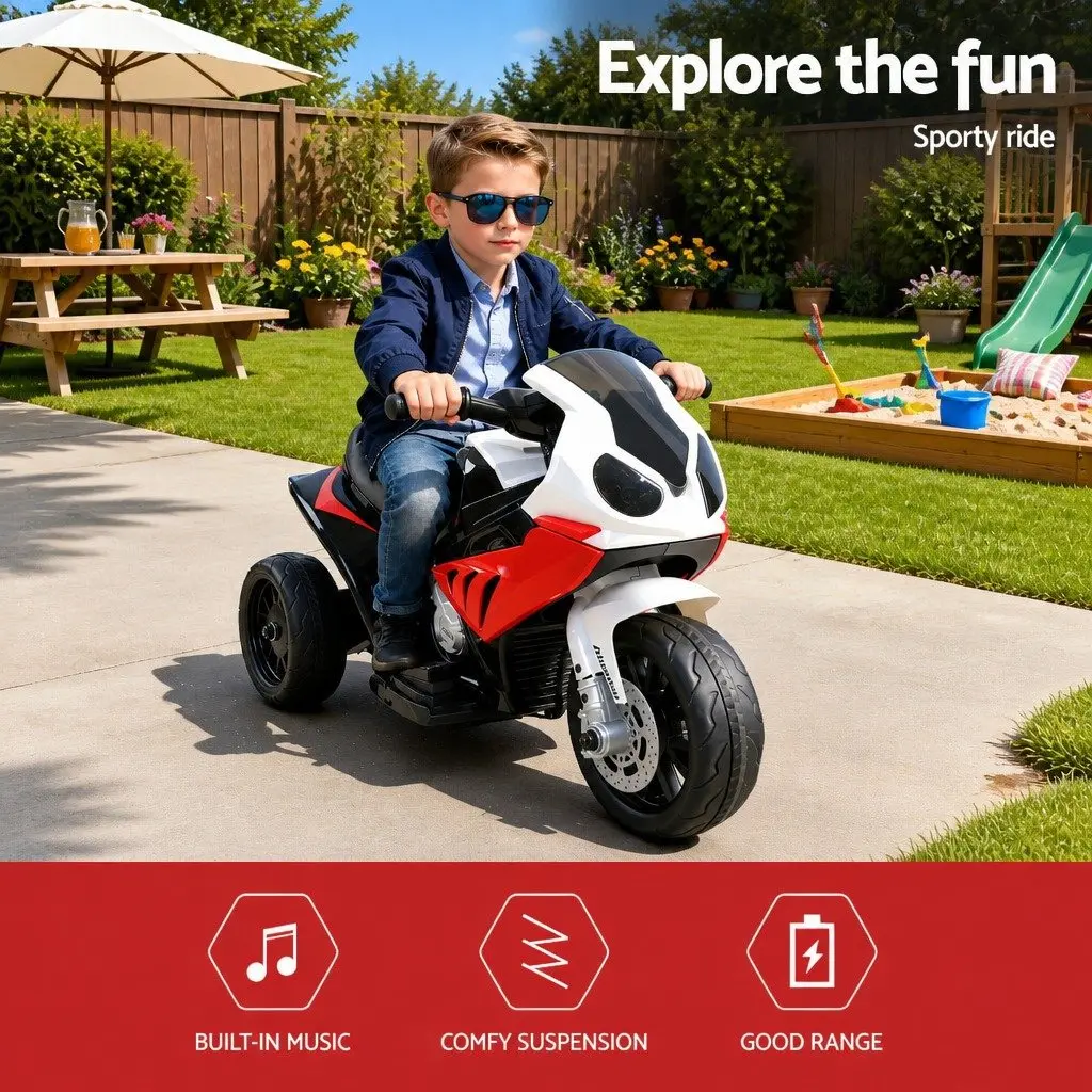 Kids Ride On Motorcycle Toy 6V Battery Powered Red with Acceleration Pedal Control and Anti-Slip Tyres for Children 3 Years and Above