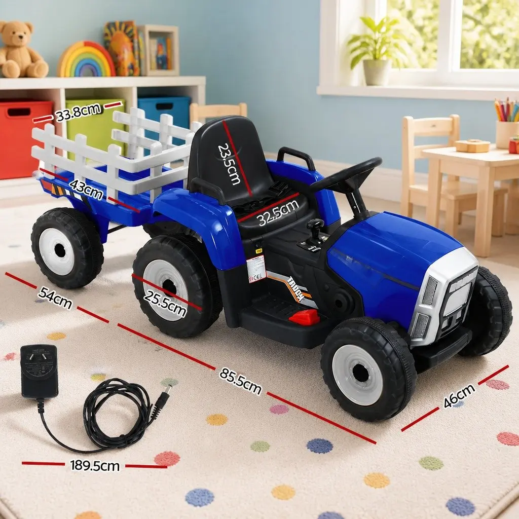 Kids Ride On Tractor 12V Electric Battery Powered Outdoor Play Blue