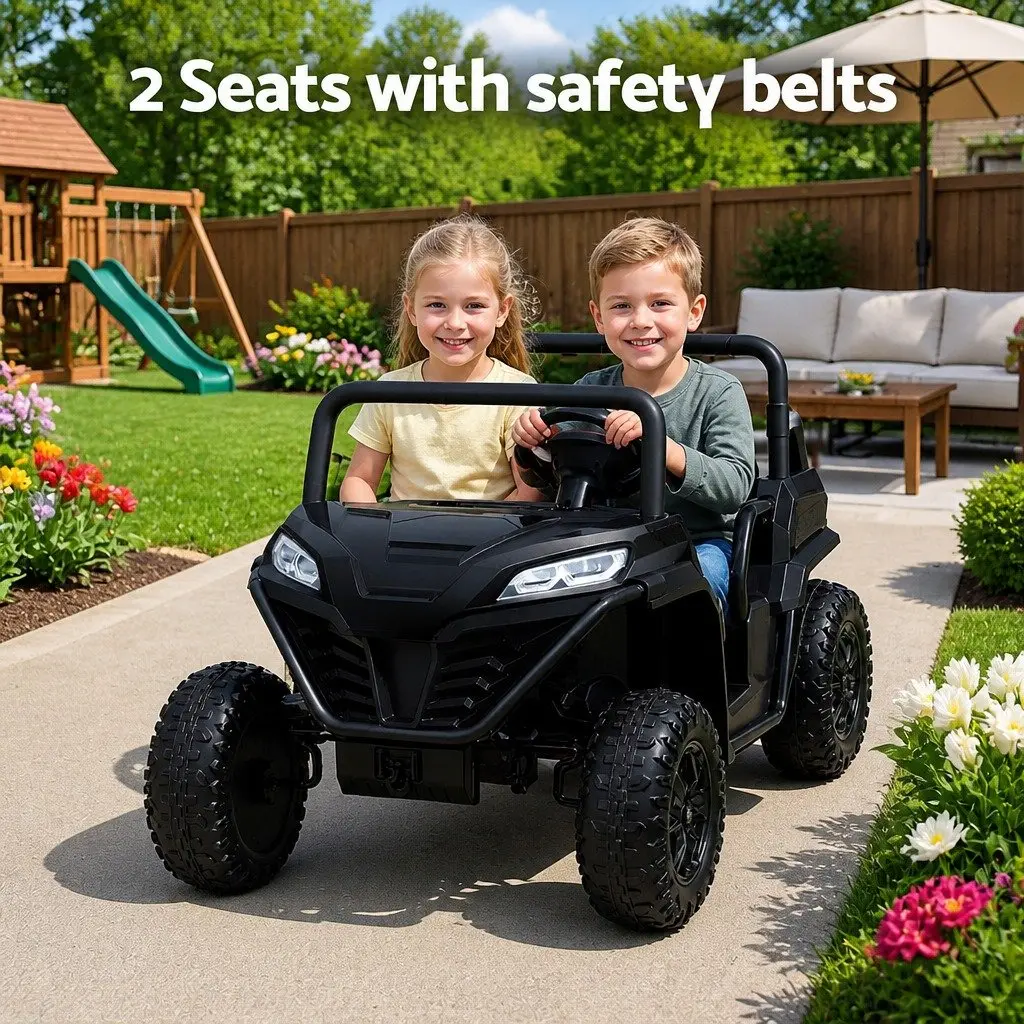 Kids Ride On Car Electric Toy Lacquer Black 120cm x 71cm x 79cm