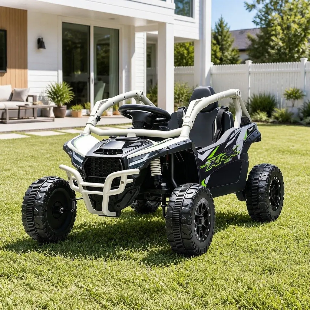 Kids Ride On Car Electric Toy Off-Road Grey 99cm with Remote Control Music Steering Wheel