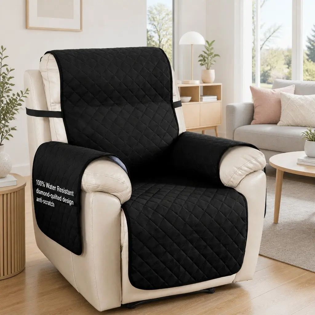 Recliner Chair Cover Water Resistant 1-Seater Microfibre Black