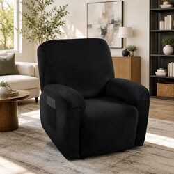 Functional Black Velvet Cover for 1-Seater Recliners
