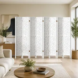 Versatile 8-Panel Room Divider 325x170cm White Privacy Screen