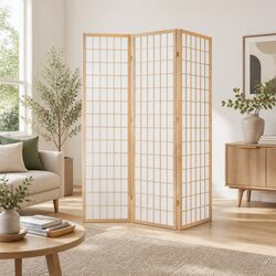 3 Panel Room Divider Screen 130x178cm Natural Foldable Privacy Partition