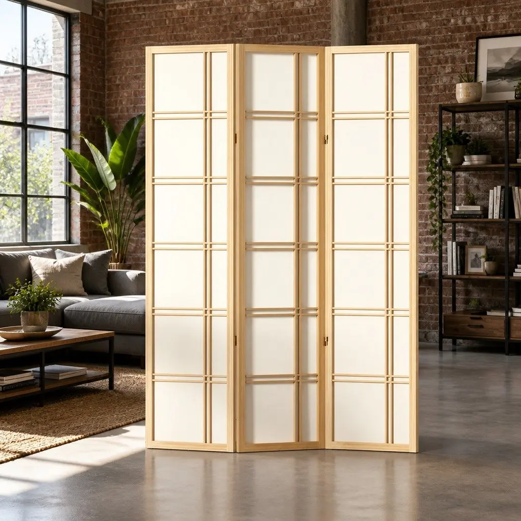 3 Panel Room Divider Screen Solid Pine Wood 132x179cm Natural Colour