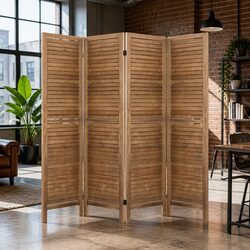 4 Panel Room Divider Screen 160x170cm Wooden Folding Privacy Partition Home