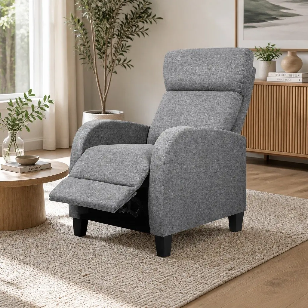 Reclining Armchair Fabric Adjustable 135 Degrees Grey