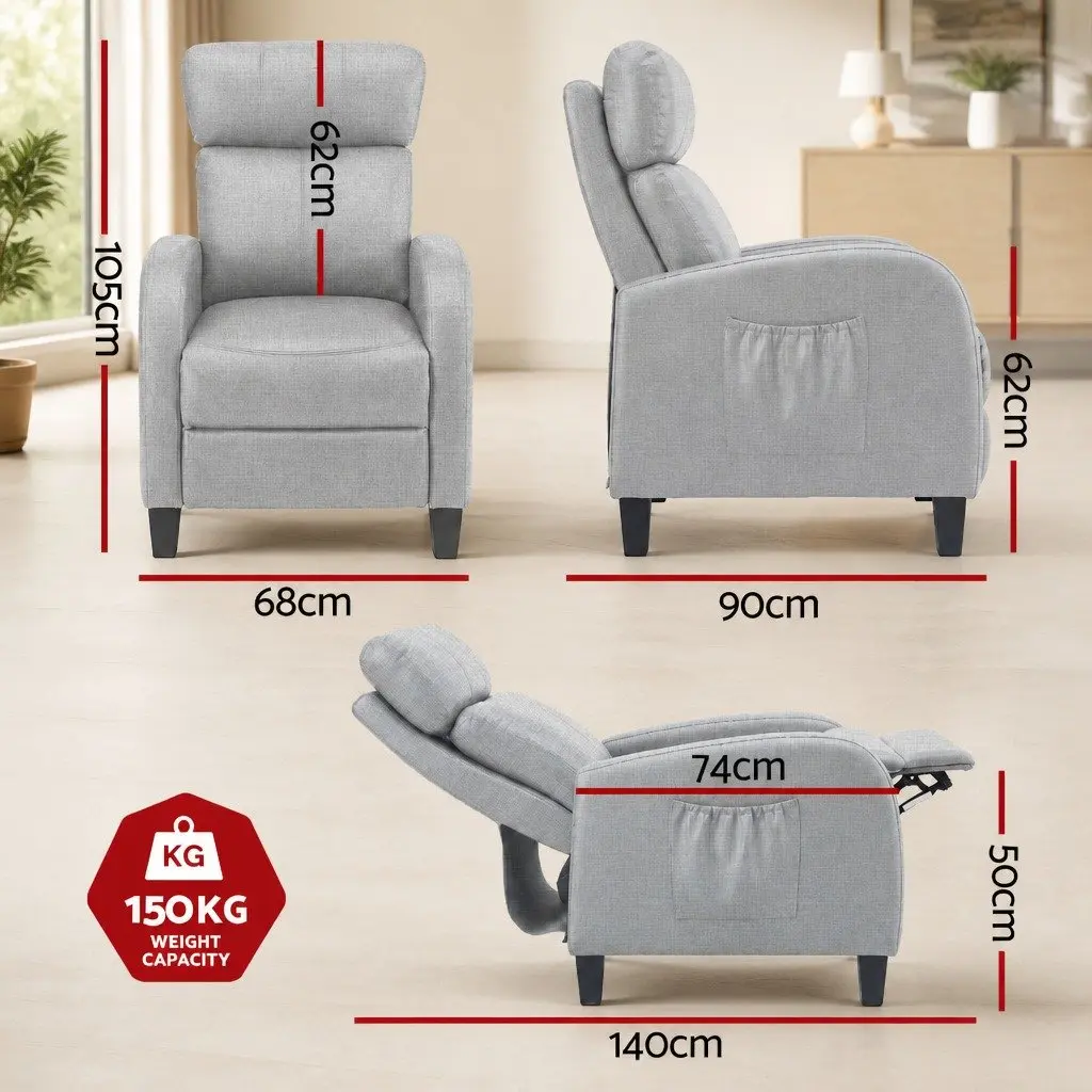 Grey Massage Recliner Chair for Home Relaxation