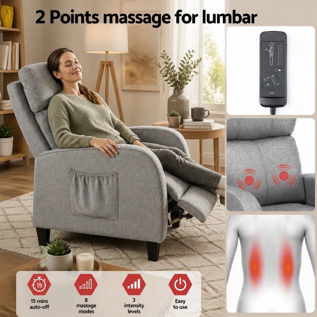 Grey Massage Recliner Chair for Home Relaxation