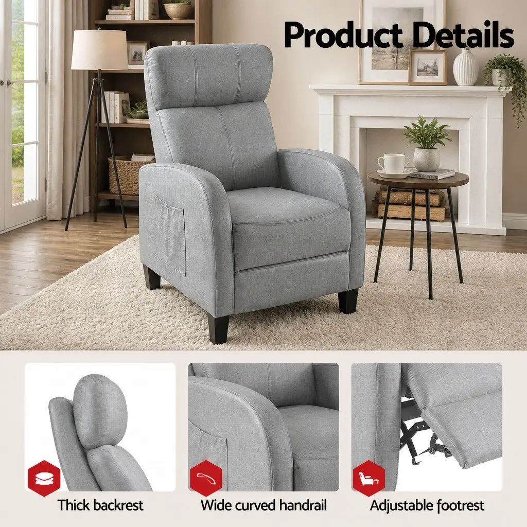 Grey Massage Recliner Chair for Home Relaxation