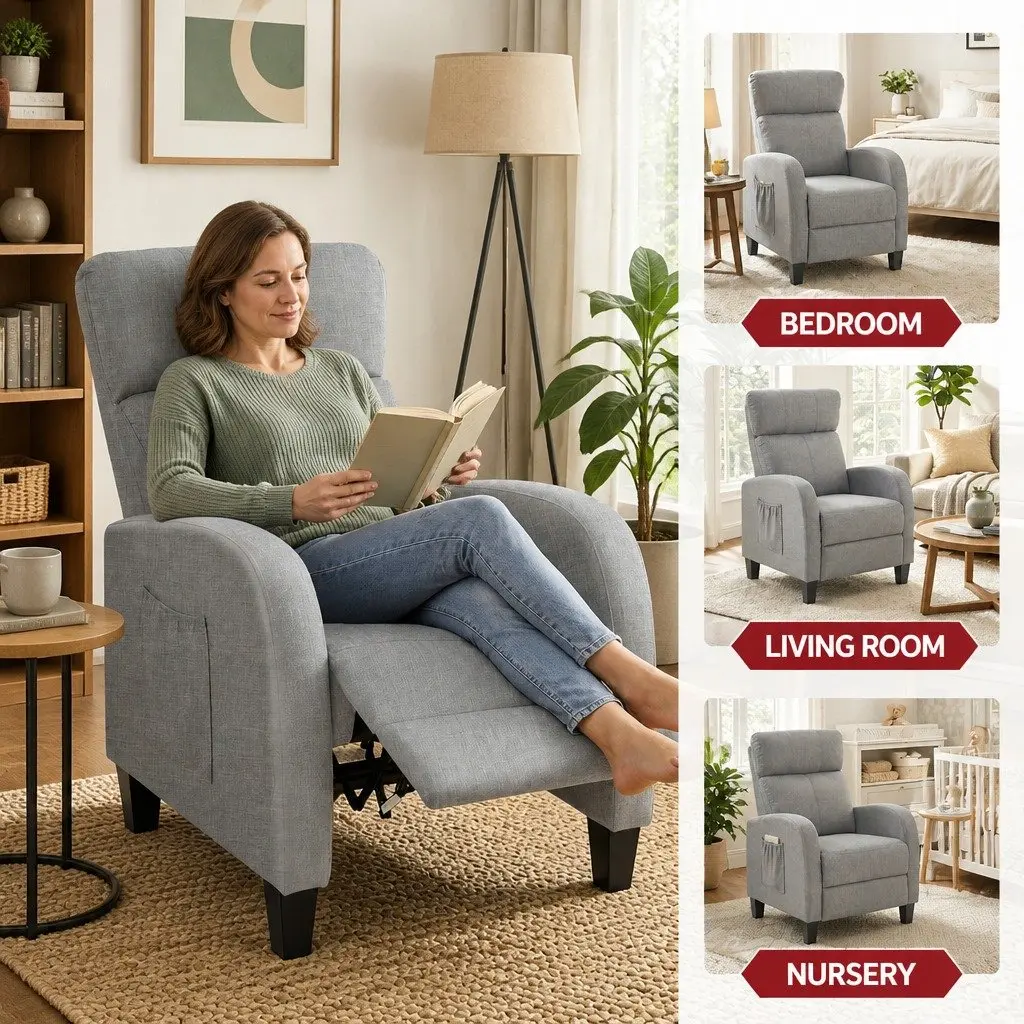 Grey Massage Recliner Chair for Home Relaxation