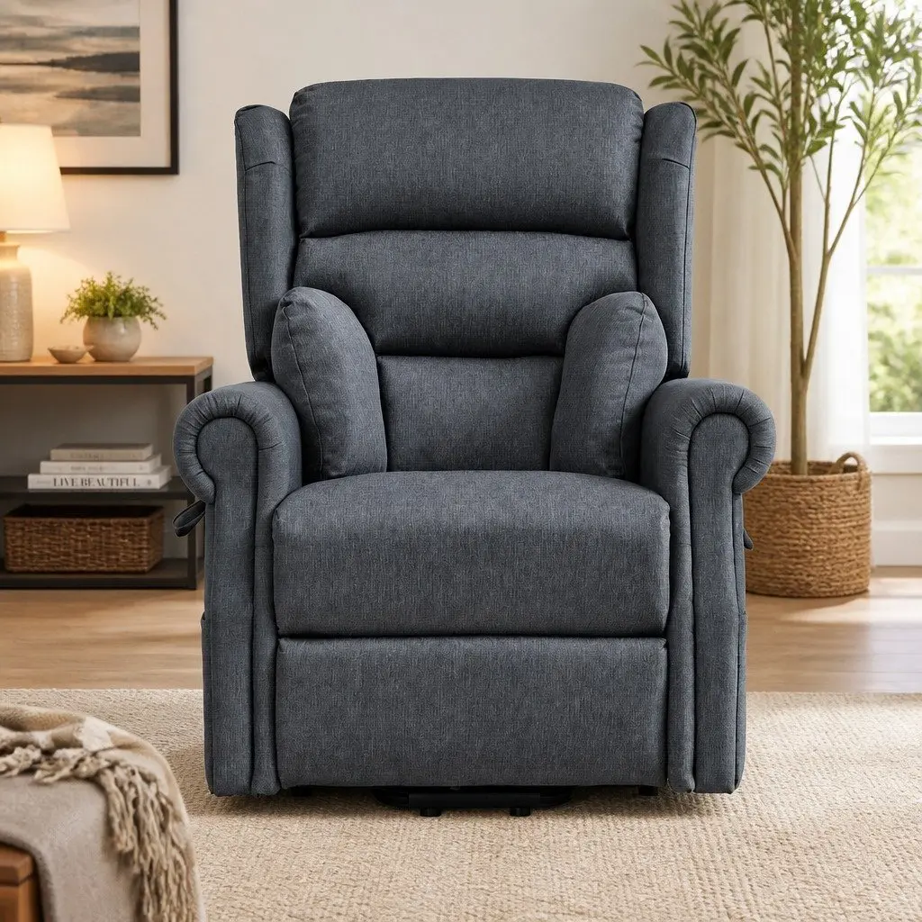 Electric Power Lift Recliner Chair Fabric Grey