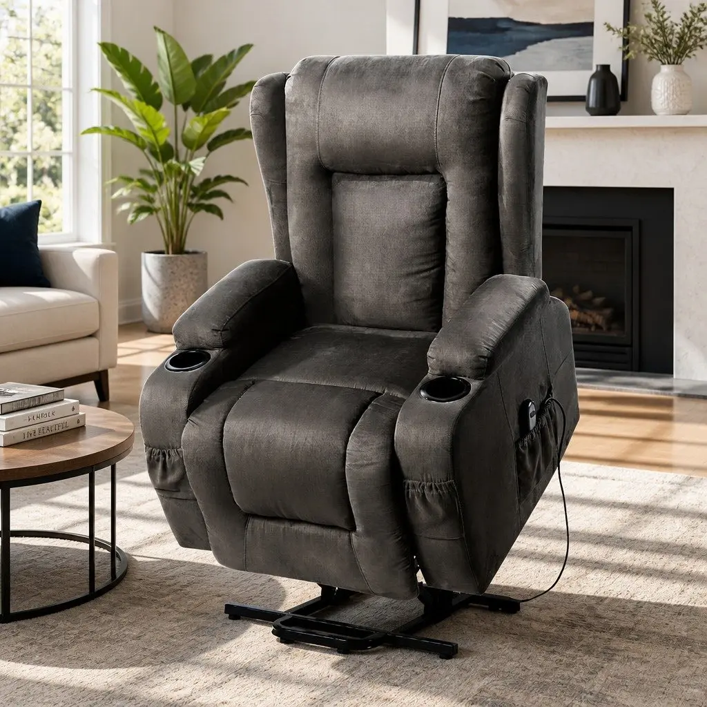 Massage Recliner Chair Lift Assist 8-Point Heated Adjustable Backrest Footrest
