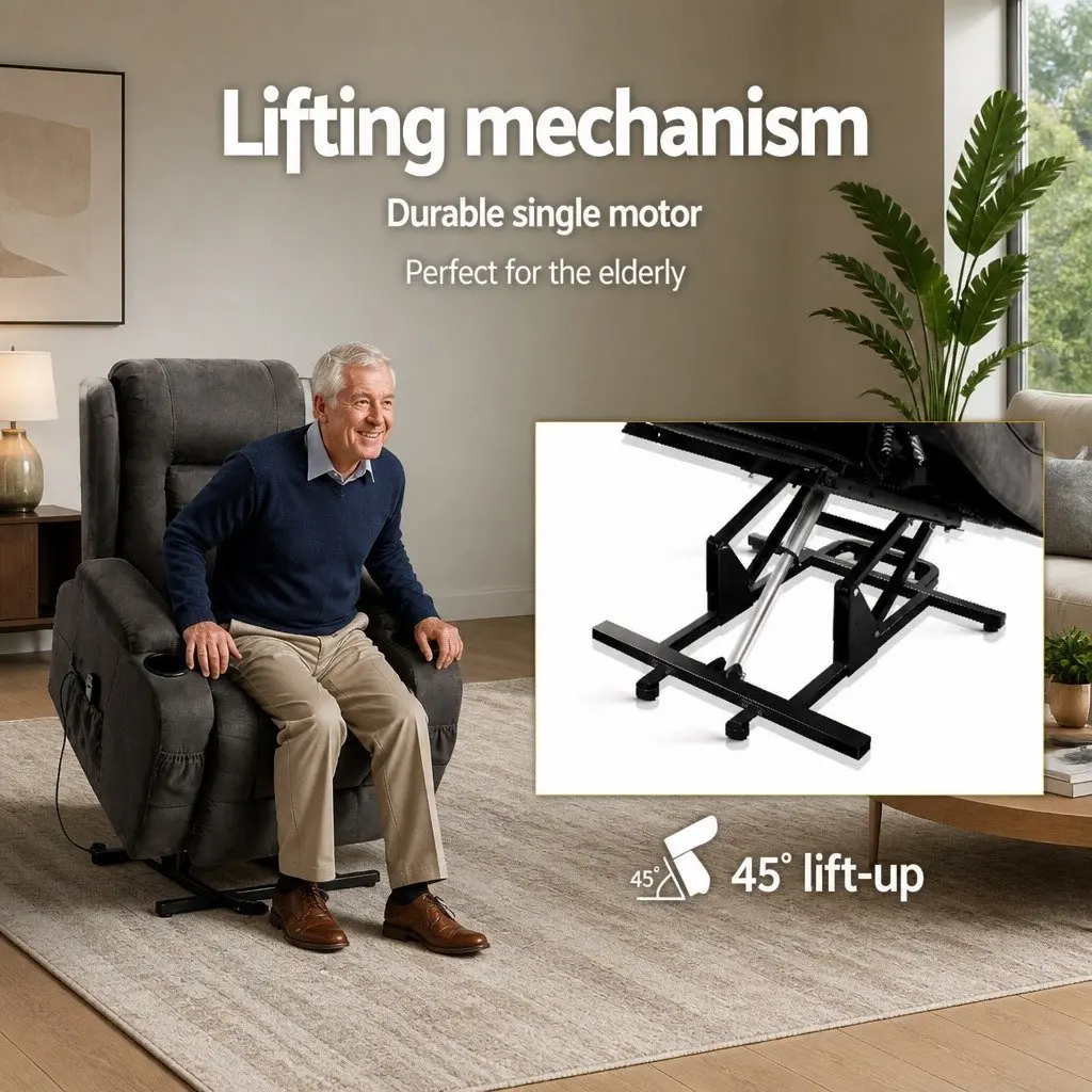 Massage Recliner Chair Lift Assist 8-Point Heated Adjustable Backrest Footrest