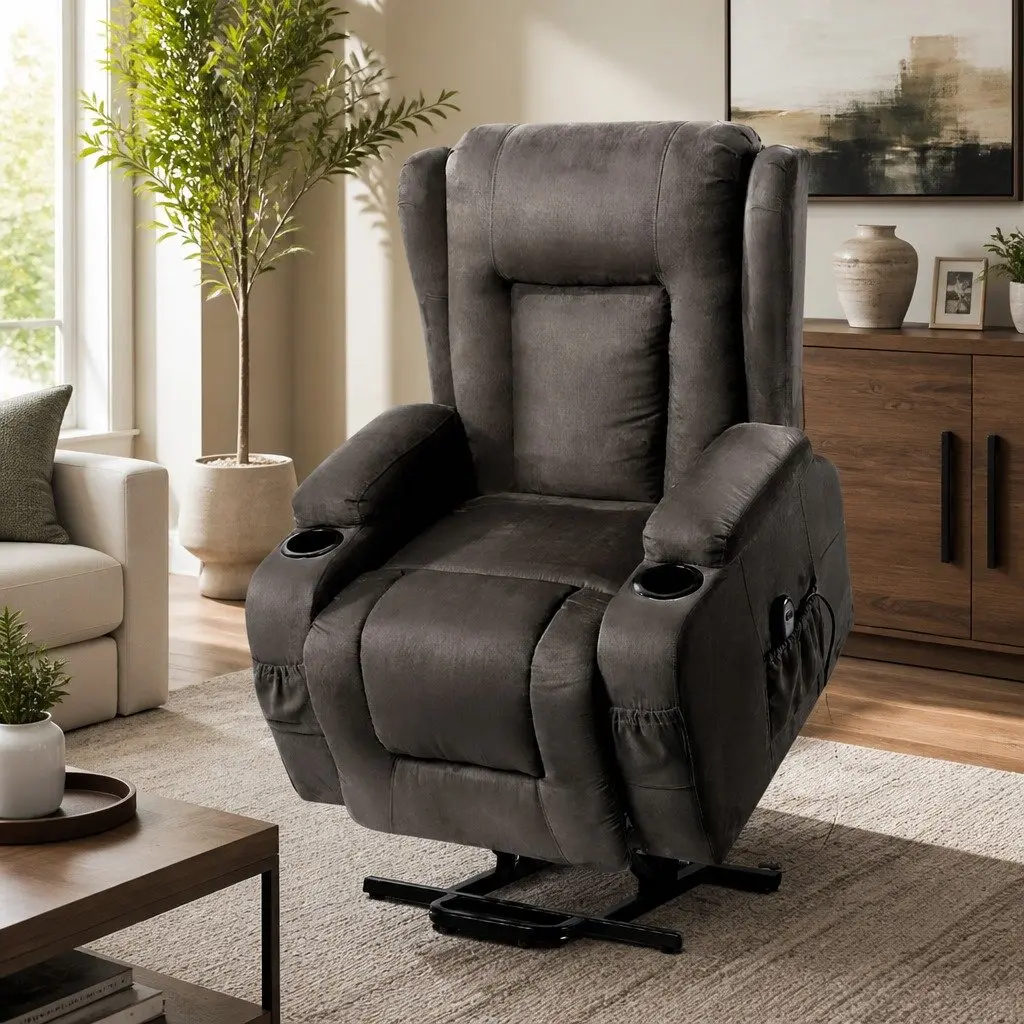 Massage Recliner Chair Lift Assist 8-Point Heated Adjustable Backrest Footrest