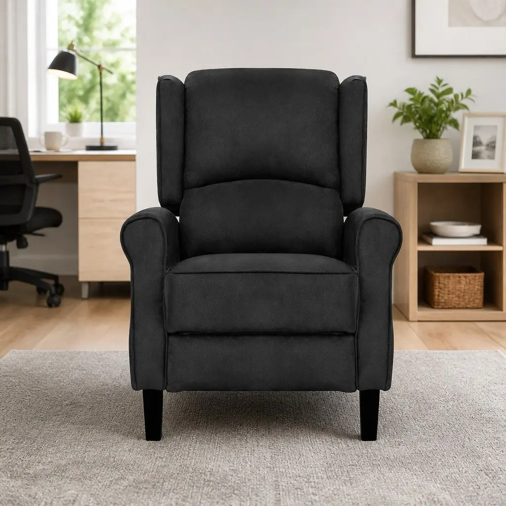 Recliner Chair Adjustable Sofa Lounge Armchair Couch Black Suede Fabric Recline