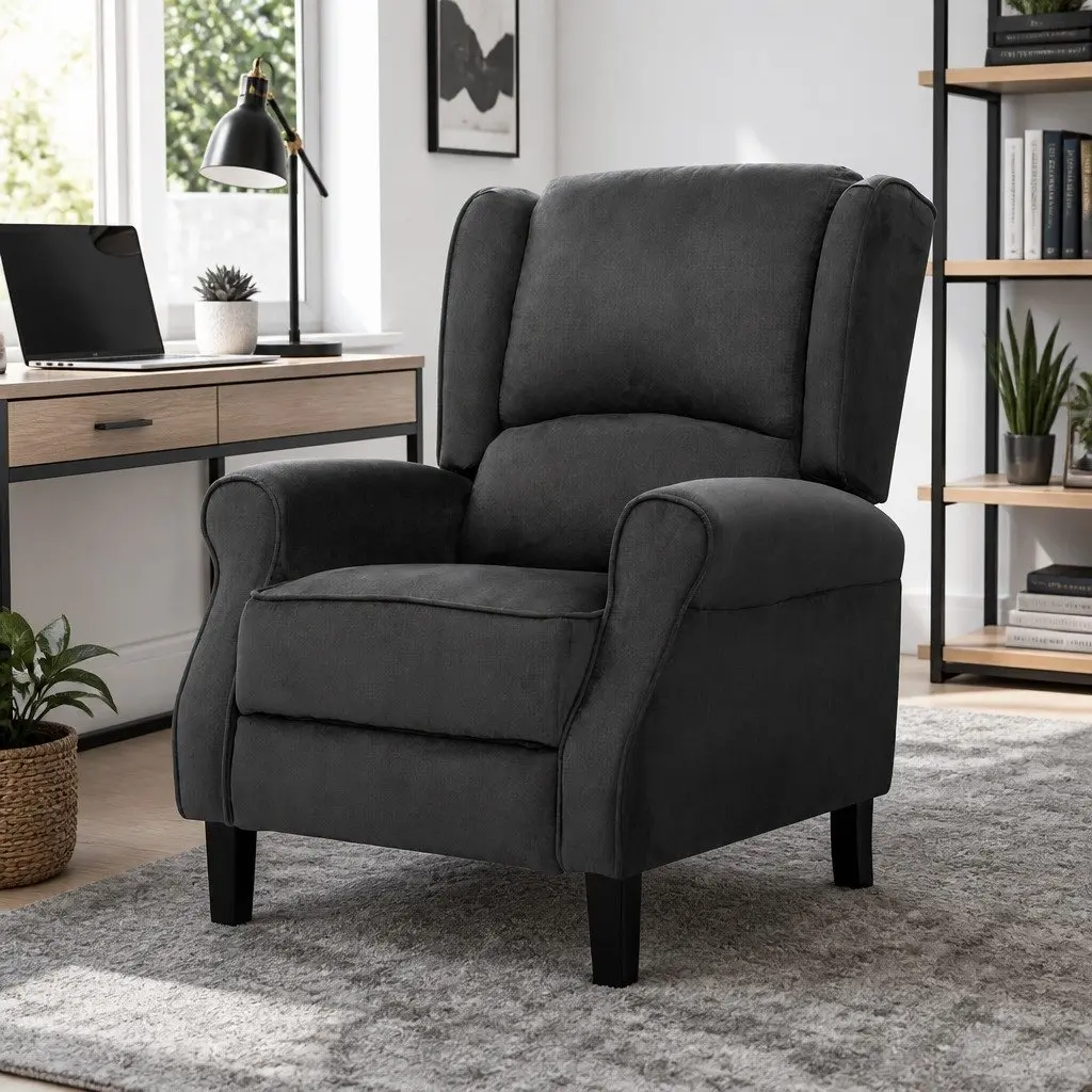 Recliner Chair Adjustable Sofa Lounge Armchair Couch Black Suede Fabric Recline