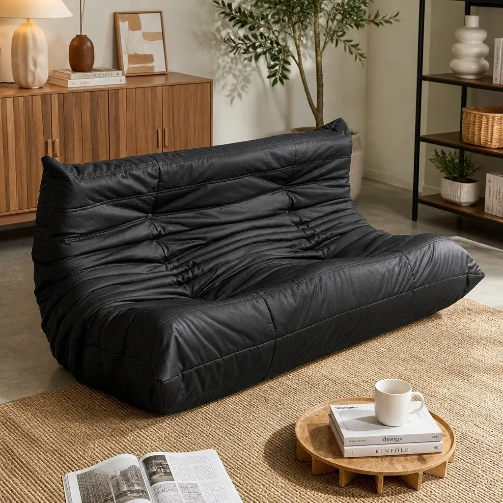 2 Seater Floor Sofa Caterpillar Lounge Chair Living Room Furniture Microfibre