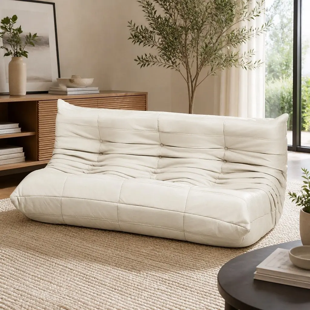 3 Seater Floor Sofa Caterpillar Lounge Microfibre Foam Living Room Couch